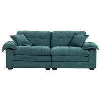 SOFA mit Tiefsitz 214 cm Chenille Grün 2-Sitzer - Grün, Kunststoff (214/93/89cm) - Meubliv