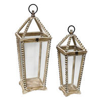 LATERNEN-SET Lokke 2-tlg Natur 29,5/29,5/76,5cm 22/22/59,5cm Holz - Braun, Holz (32/77.5/32cm) - Mondex