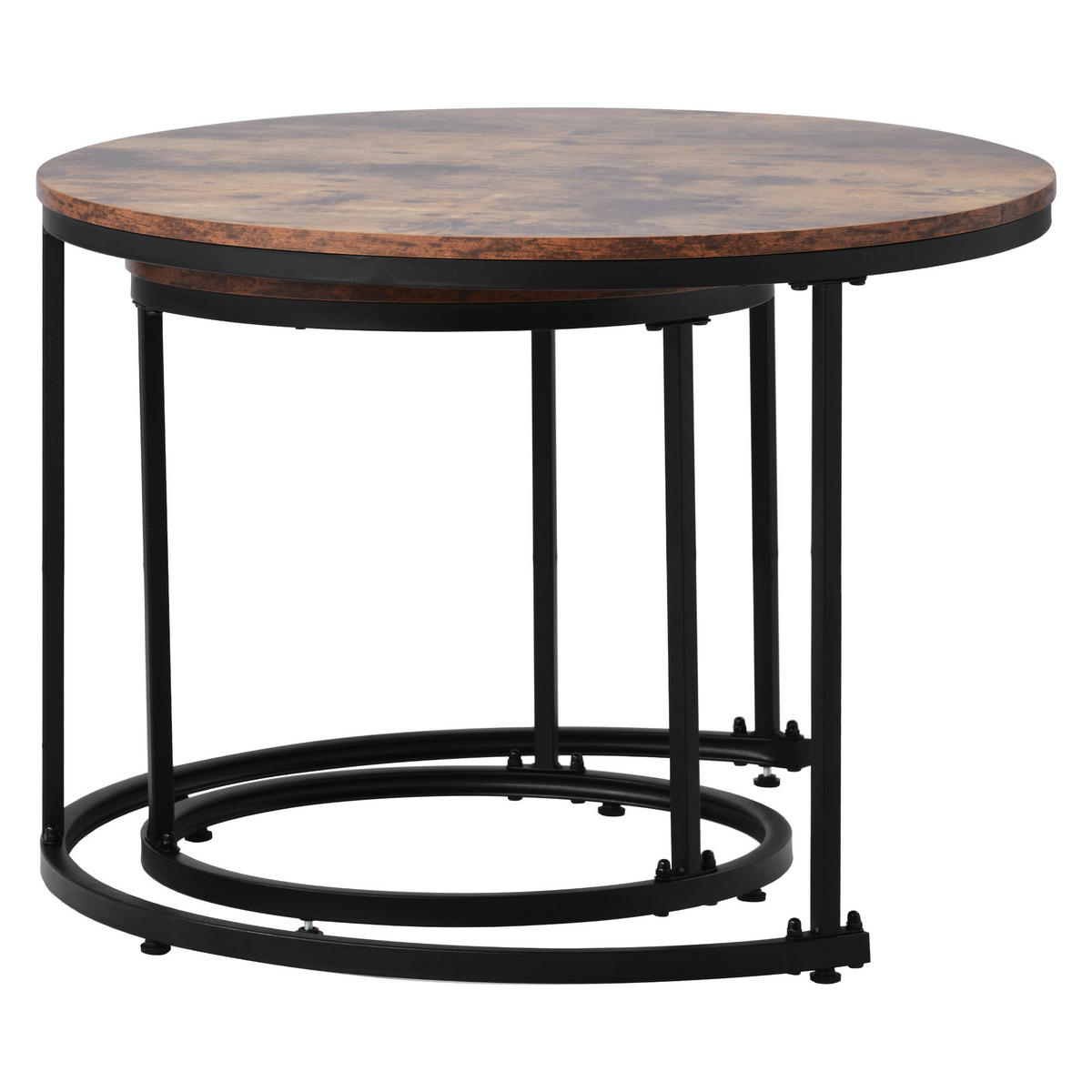 COUCHTISCH 2er Set rund braun 50/70,5 cm und 45,5/44 cm - Braun, Holzwerkstoff (70.5/70.5/50cm) - OKWISH