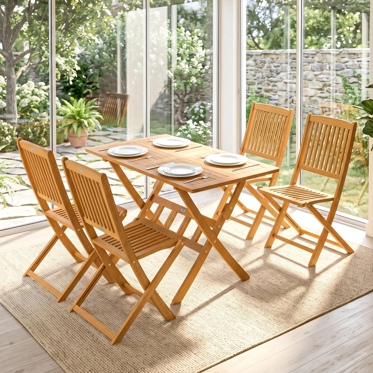 GARTENMÖBEL-SET Naturfarben 120.0/70.0/75.0cm - Naturfarben, Holz