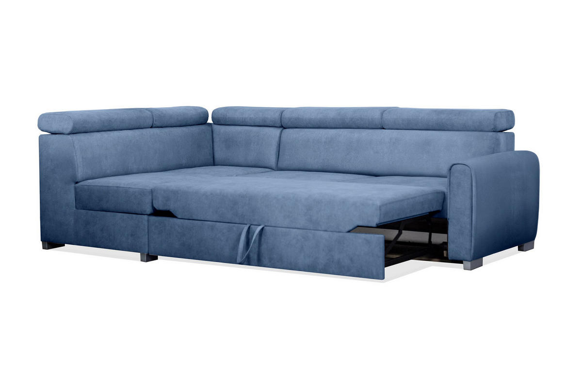 ECKSOFA Covo Blau, Gestepptes Ecksofa, linke seite - Blau, Holzwerkstoff (253/156cm) - Bettso