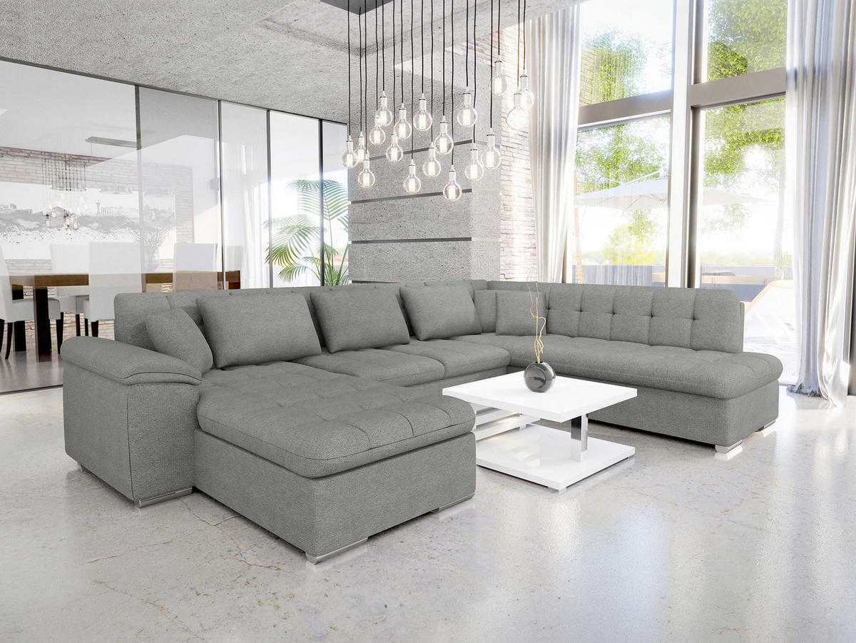 WOHNLANDSCHAFT Niko Bis, Seite: Links - Alufarben, Holz/Textil (348/76/205cm) - MIRJAN24