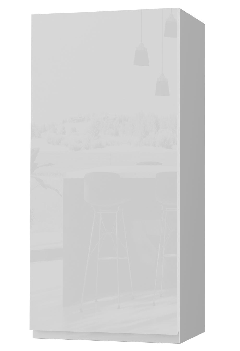HÄNGESCHRANK Florence W4/45 Grau / RAL 9003 signalweiß HG 45 / 32,5 / 96cm - Türanschlag links - Weiß Hochglanz/Grau, Holz/Holzwerkstoff (45/96/32.5cm) - Feldmann-Wohnen