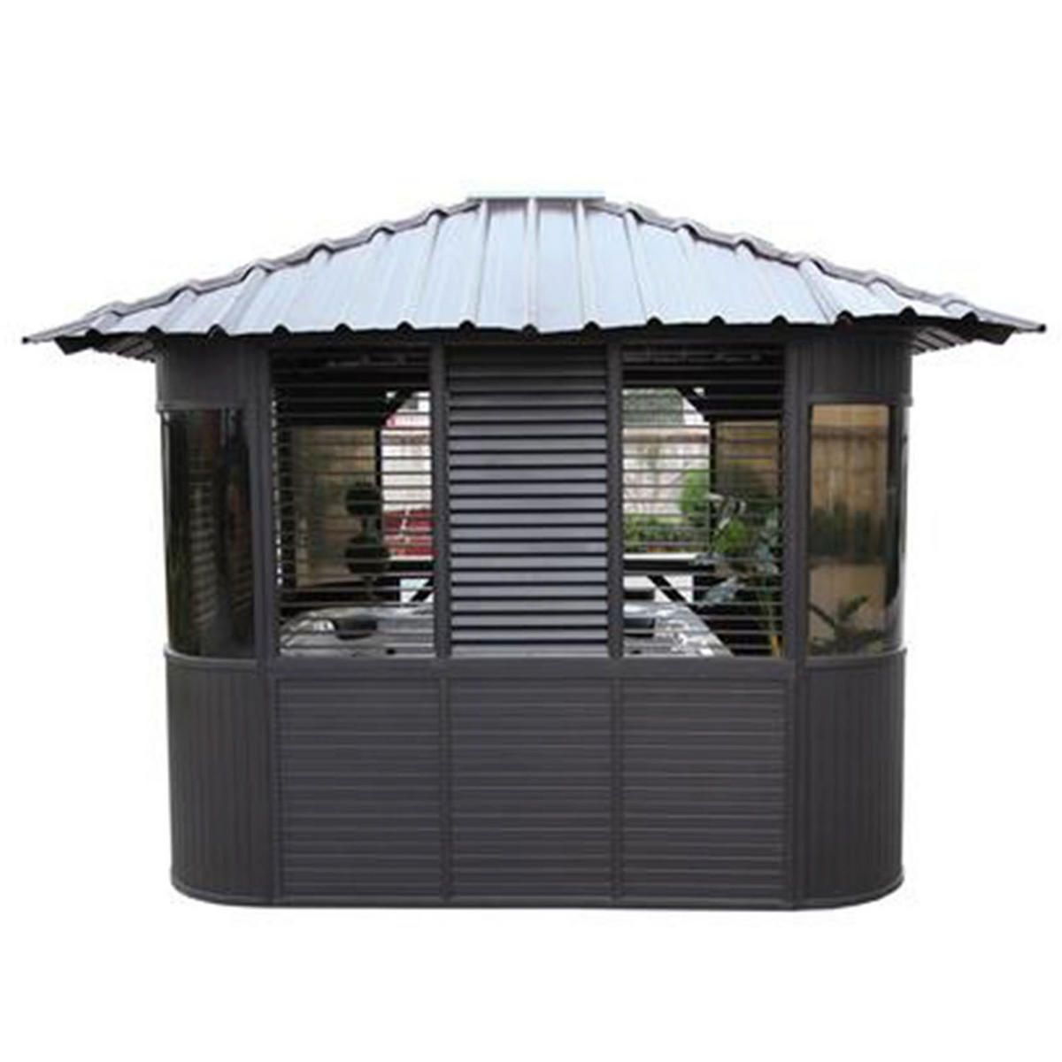 WHIRLPOOL PAVILLION SET Fraser Pavillion inkl. Bar & 4 Bar Hockern - Braun, Kunststoff (305/295/305cm) - Canadian Spa Company