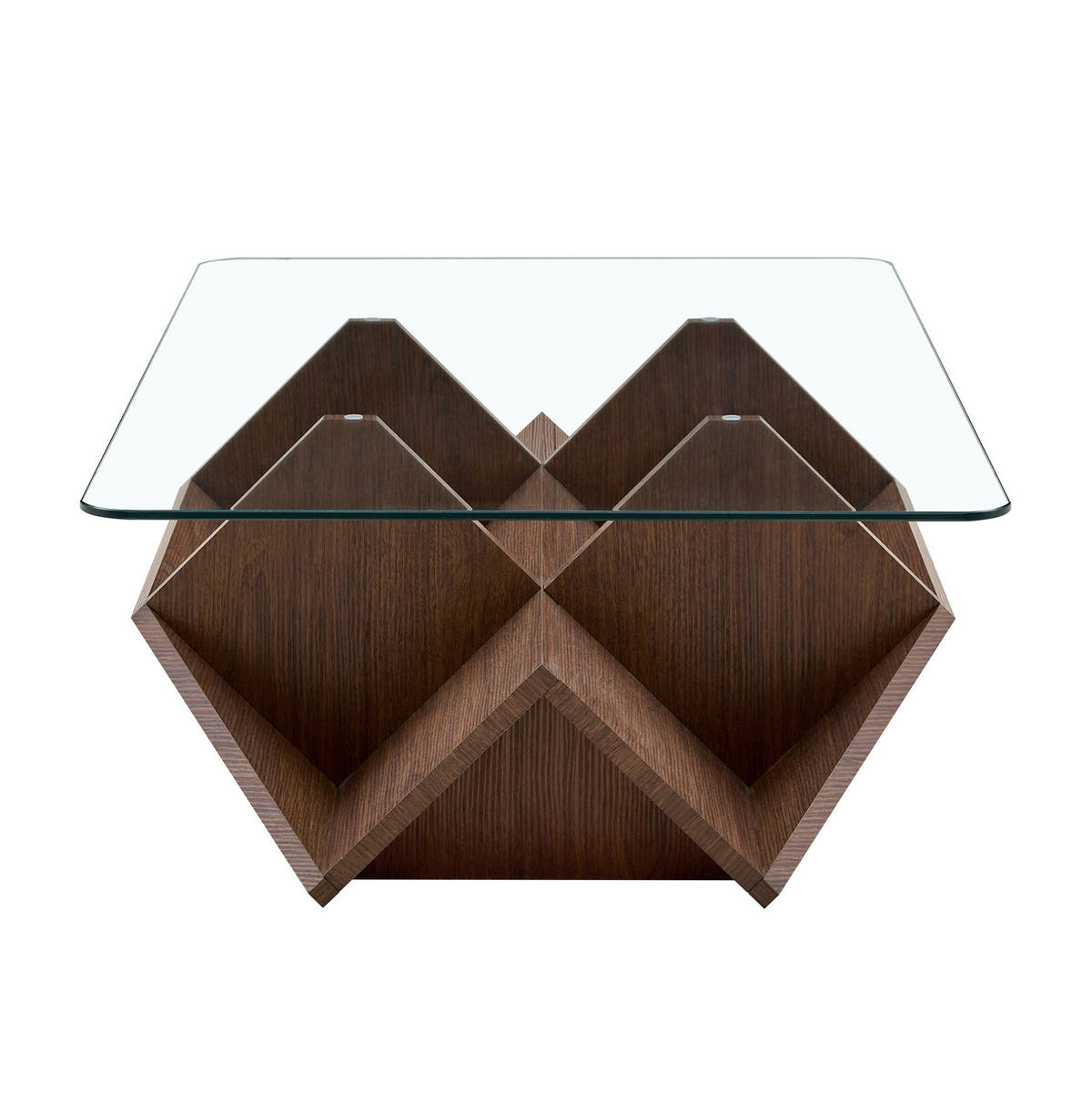 COUCHTISCH 103/63/33.5 cm in Walnuss aus MDF mit Glasplatte und Fächern - Walnussfarben, Holzwerkstoff (103/63/33.5cm) - OKMYHOME