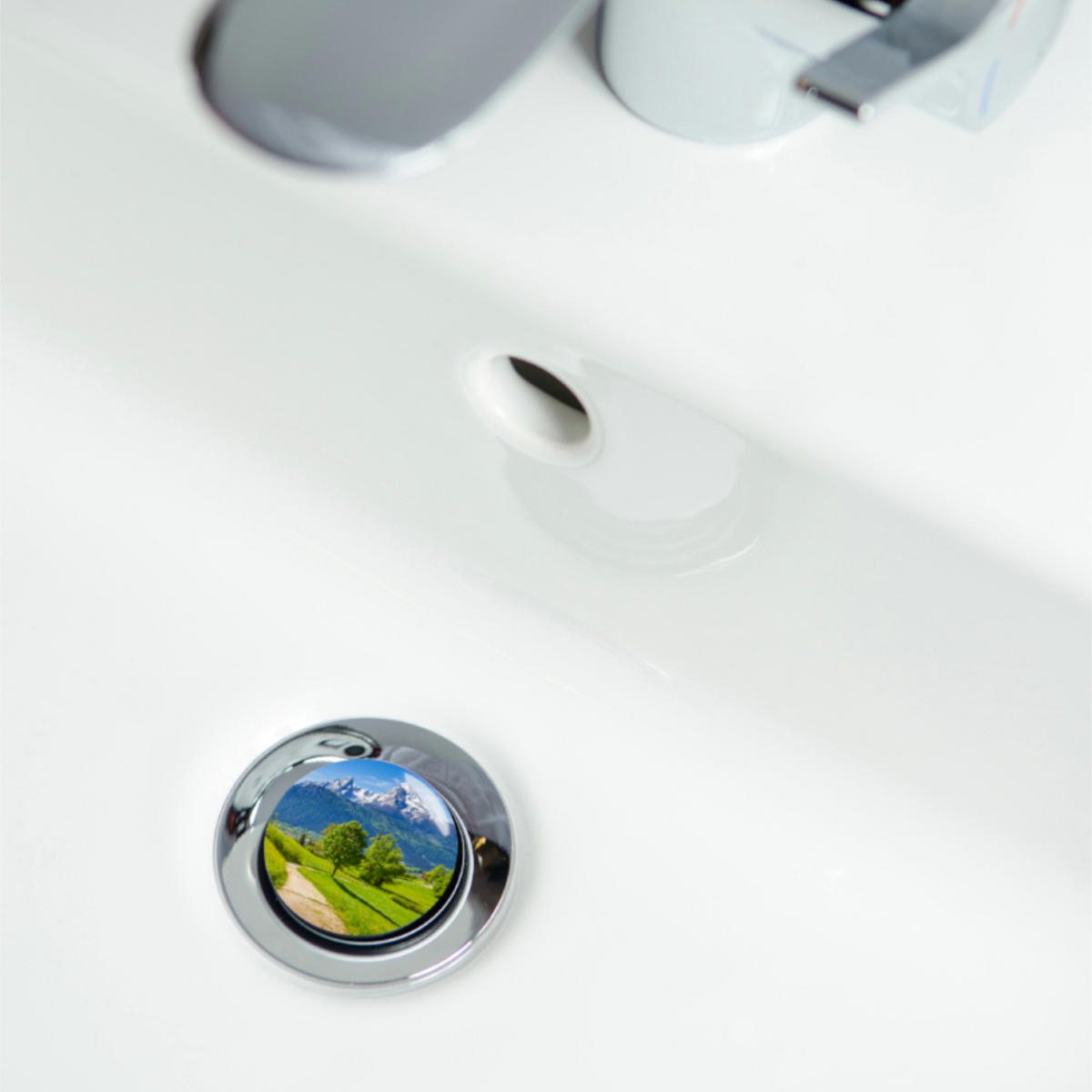 WASCHBECKENSTÖPSEL Alpen - Grün, Kunststoff/Metall (4/7/7cm) - Sanilo