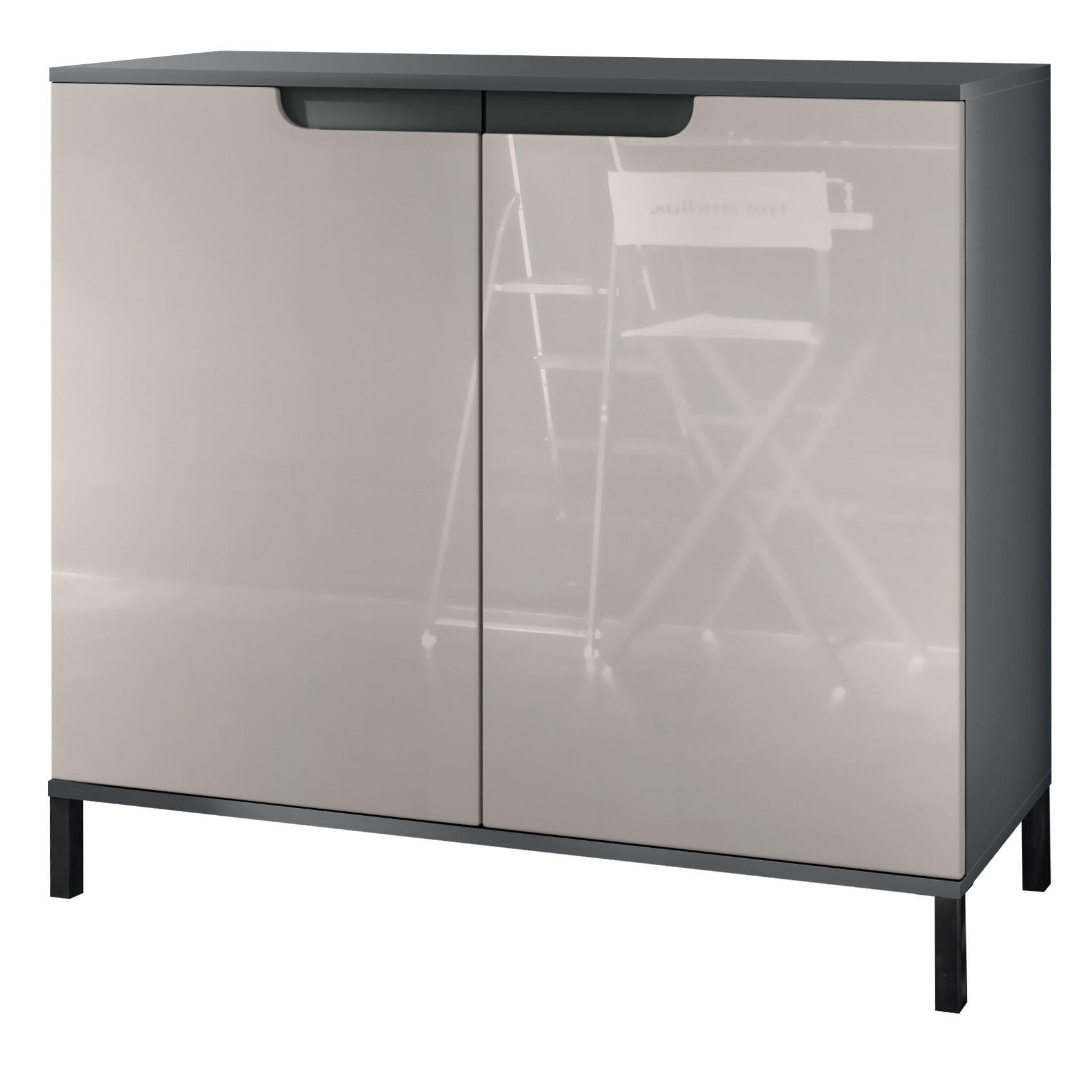 KOMMODE Sylt Sandgrau Hochglanz - Sandfarben, Holzwerkstoff (92.5/83.5/35cm) - Vladon