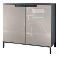 KOMMODE Sylt Sandgrau Hochglanz - Sandfarben, Holzwerkstoff (92.5/83.5/35cm) - Vladon