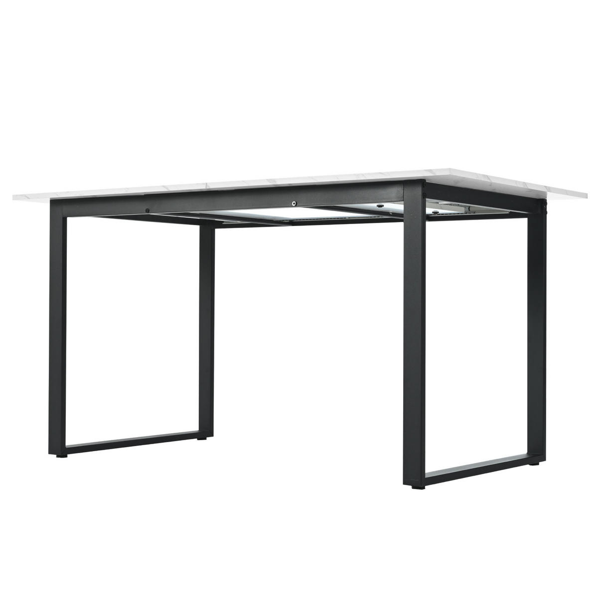 AUSZIEHTISCH 140/80/75 cm in Weiß mit Marmoroptik & Metallgestell - Weiß, Holzwerkstoff (180/80/75cm) - BEAOK