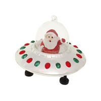 CHRISTBAUMSCHMUCK Santa im UFO Silberfarbig 10cm (Glas / 1 Stk.) - Silberfarben, Glas (11/10/11cm) - Krebs Glas Lauscha
