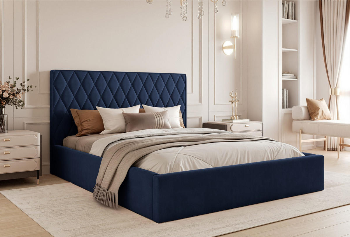 POLSTERBETT Cupo 120x200 cm, Blau - Blau, Textil (120/200cm) - Fedve