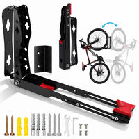 FAHRRAD-WANDHALTERUNG Schwarz Rot 1er-Set schwenkbar klappbar Roll-In-System 35 kg - Schwarz, Metall (6.5/39/65.5cm) - Relaxdays