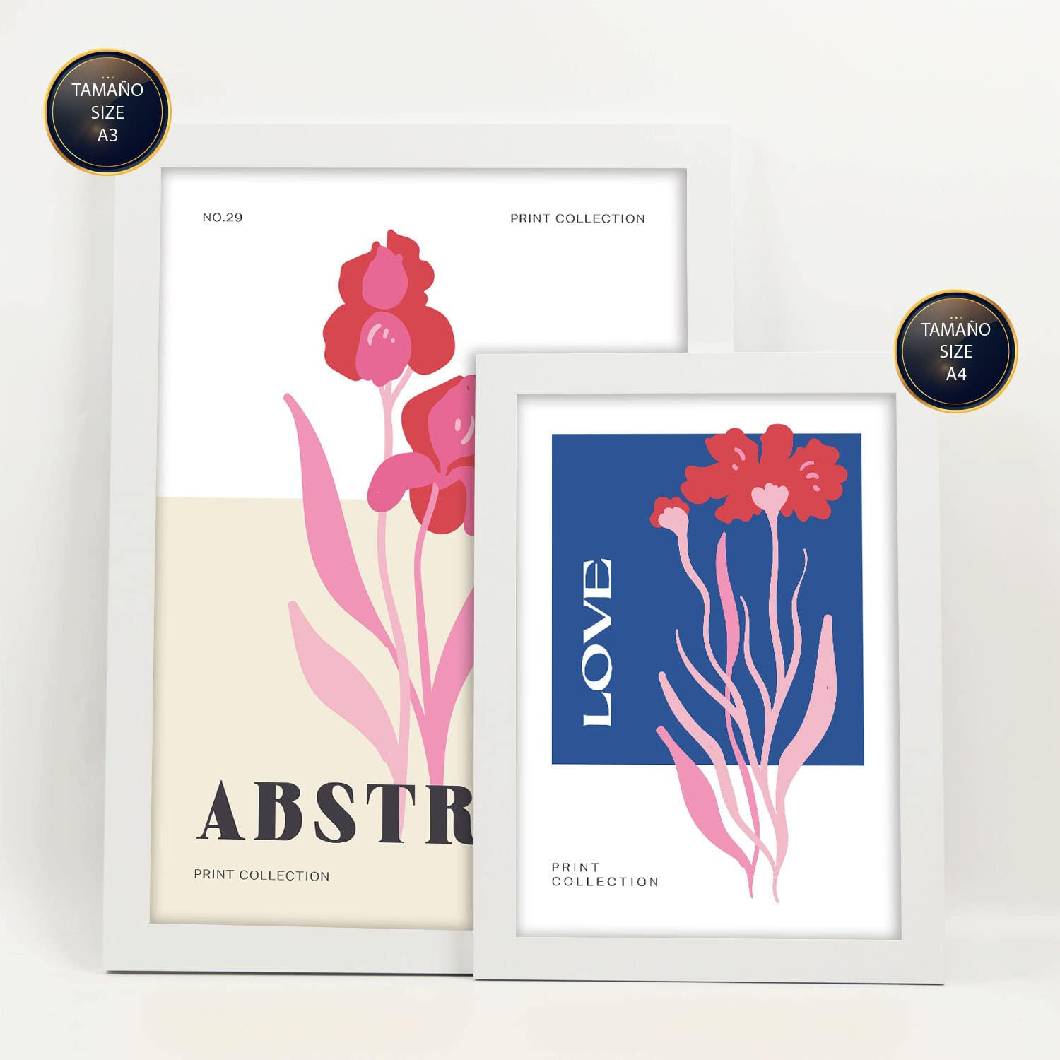 POSTER Set Mit 6 Blumen Hof Natur Und Botanikdrucke Für Innenarchitektur A3 & A4 Weißer Rahmen - Weiß, Papier (29/3cm) - Nacnic