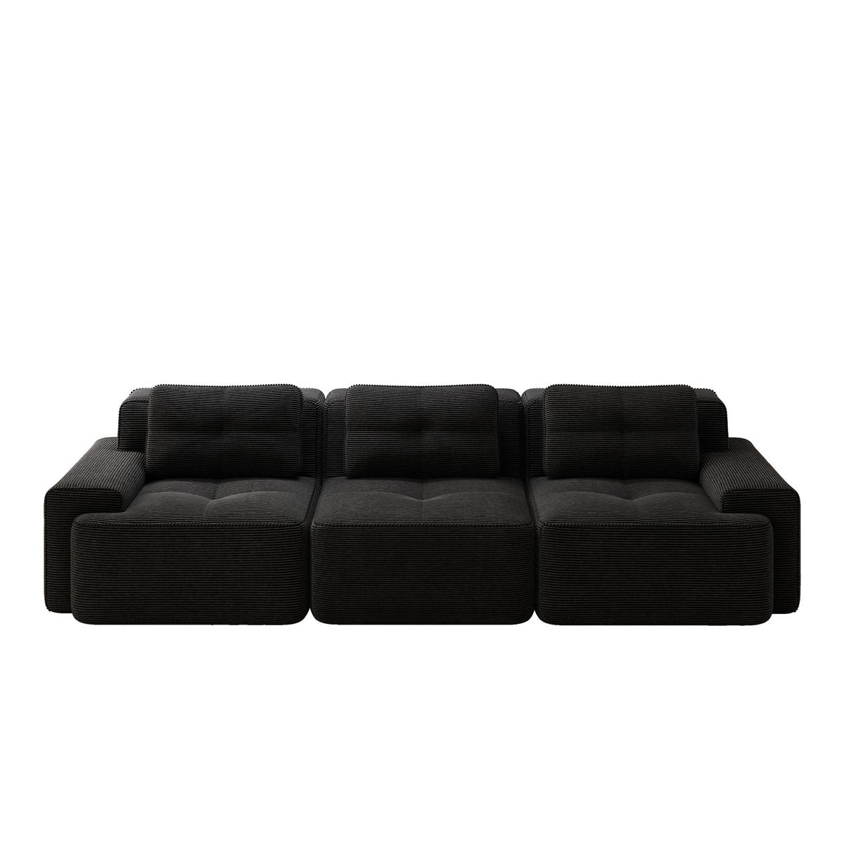 3-SITZER-SOFA DE-34113 modular rahmenlos mit Tiefsitz Schwarz - Schwarz, Textil (104/69/293cm) - ComfortXL