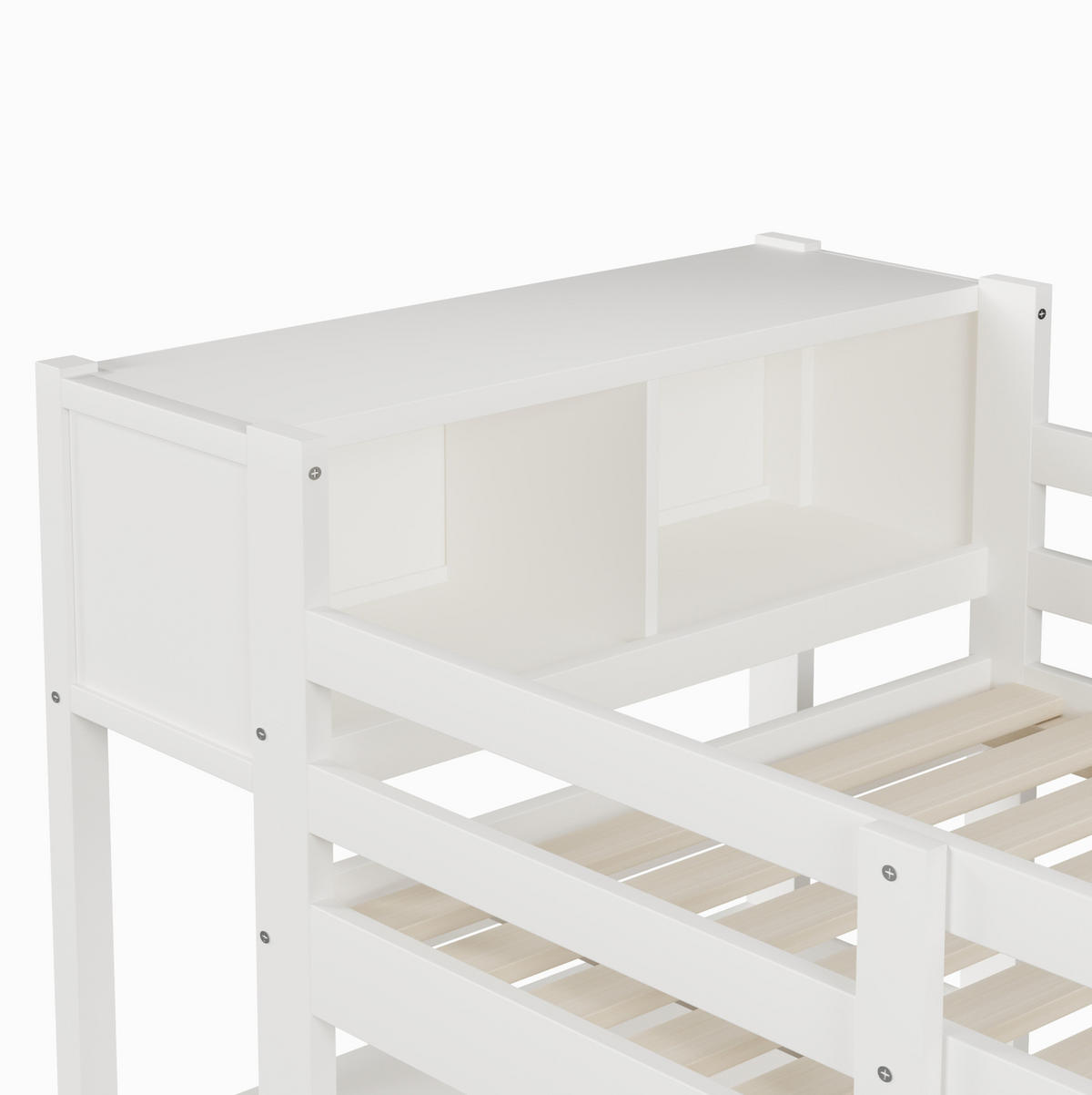 HOCHBETT 90x200 cm in Weiß mit Schreibtisch, Regalen und Kleiderschrank - Weiß, Holz (90/200cm) - IVMEU
