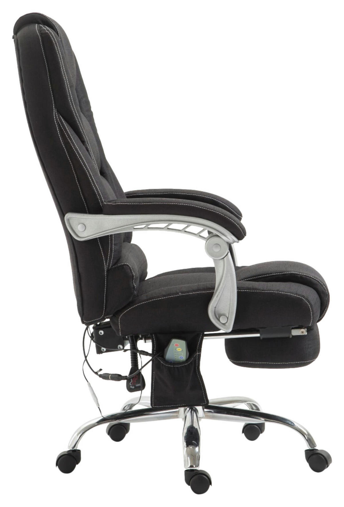 BÜROSTUHL Pacira, Stoff mit Massagefunktion Schwarz - Schwarz, Textil/Metall (68/127/64cm) - TPFLiving