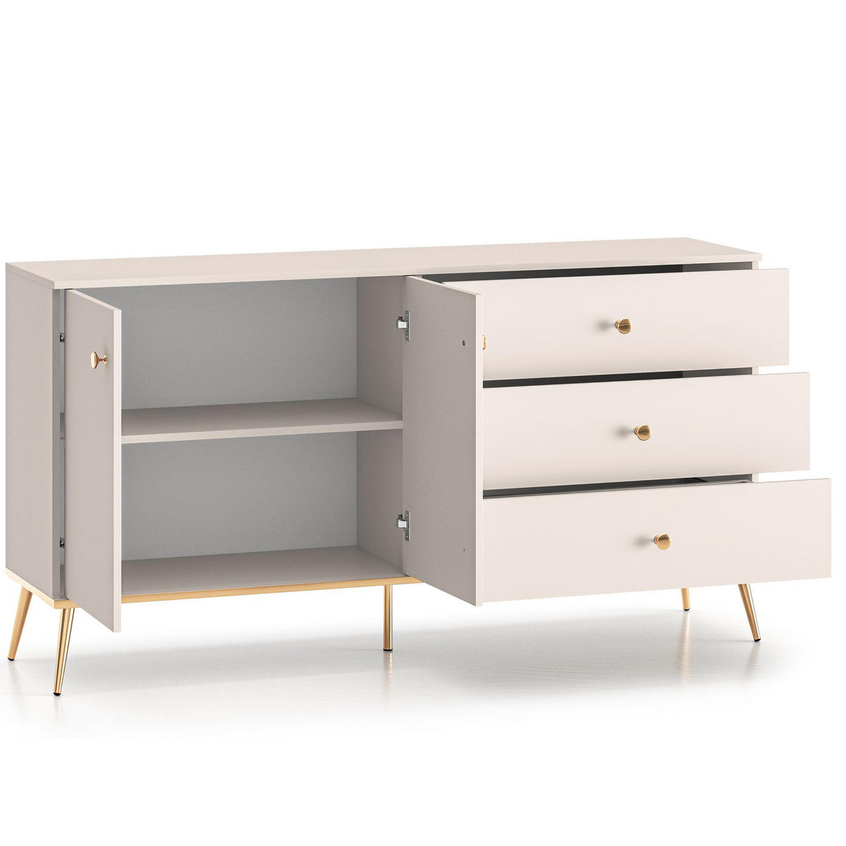 KOMMODE FRALIA,Creme - Creme, Holzwerkstoff (160/85/40cm) - KONSIMO®