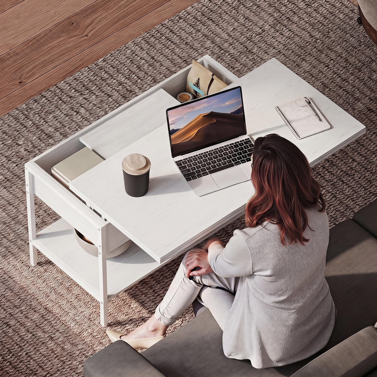 COUCHTISCH PANG-M4K7W2 Weiß - Weiß, Holzwerkstoff (98/49/55cm) - PANGIVO