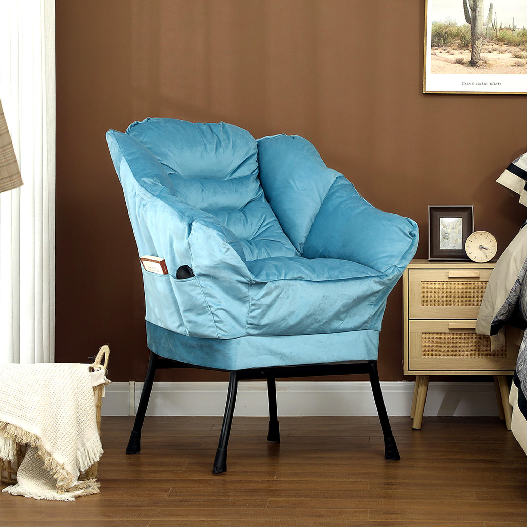 Thumbnail - Homcom Sessel, Blau, Kunststoff, 78x100x80 cm, Wohnzimmer, Sessel, Polstersessel