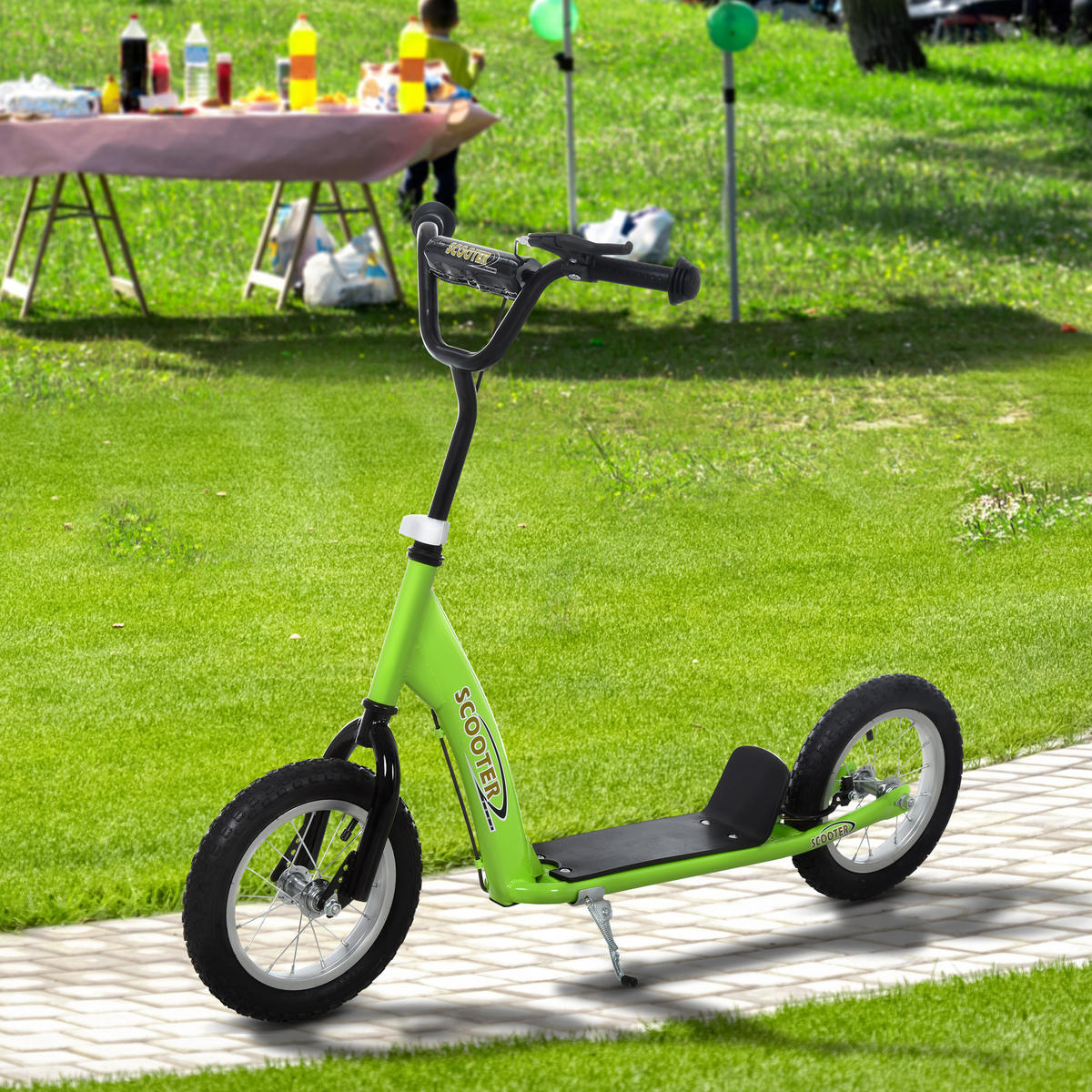 KINDERSCOOTER DE-16923 Große Räder & höhenverstellbarer Lenker Grün - Grün, Metall (117/52/85cm) - ComfortXL
