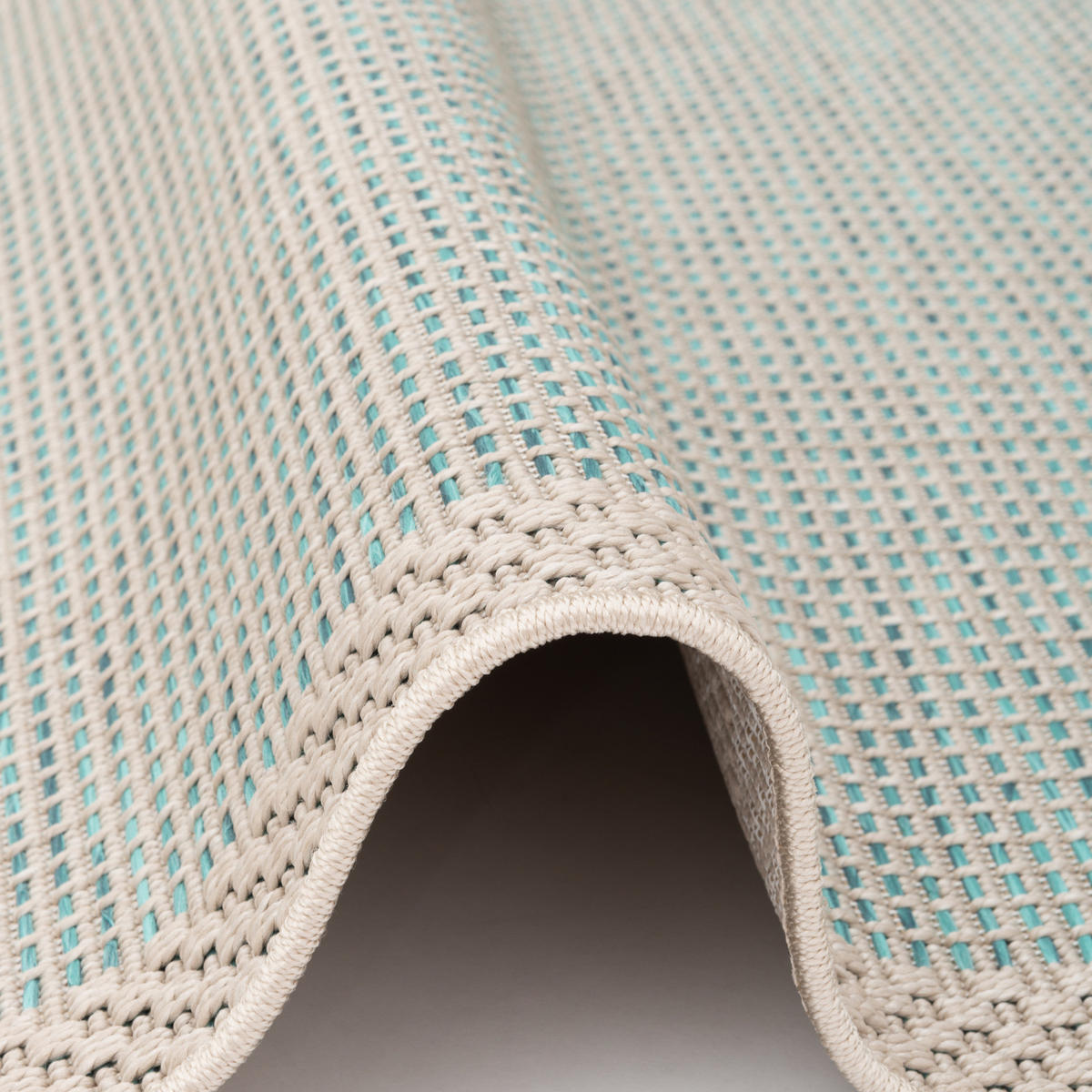 IN & OUTDOOR TEPPICH FLACHGEWEBE OTTAWA BORDÜRE - Türkis, Textil (160/230cm) - Pergamon