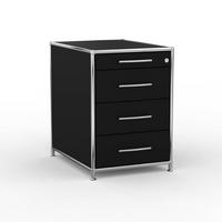 BÜRO-STANDCONTAINER Holz, 60 cm, 4 Schubladen, Schwarz - Chromfarben/Silberfarben, Holzwerkstoff/Metall (60/61/60cm) - Versee