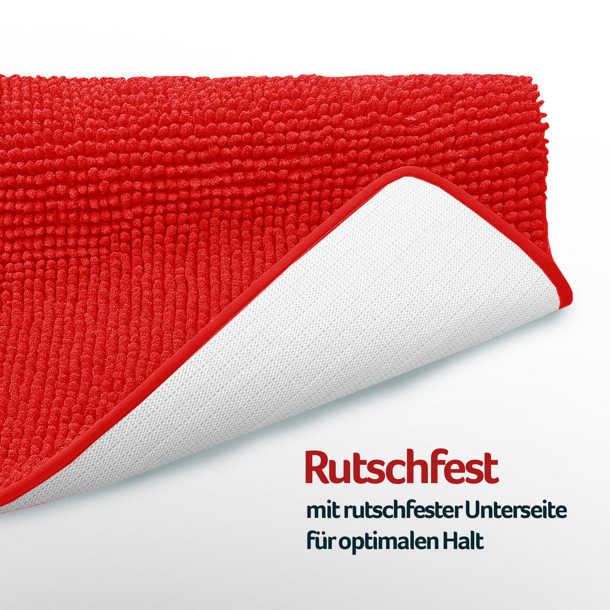 BADEMATTE Chenille 60x90cm Rot - Rot, Textil (90/60cm) - Bestlivings
