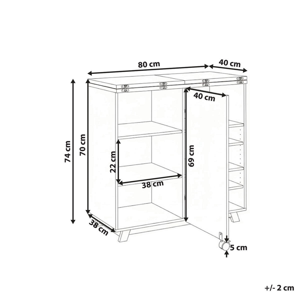 SEKRETÄR 80/40/80 cm klappbar Weiß Flomot - Hellbraun/Weiß, Holzwerkstoff (40/80/74cm) - Beliani