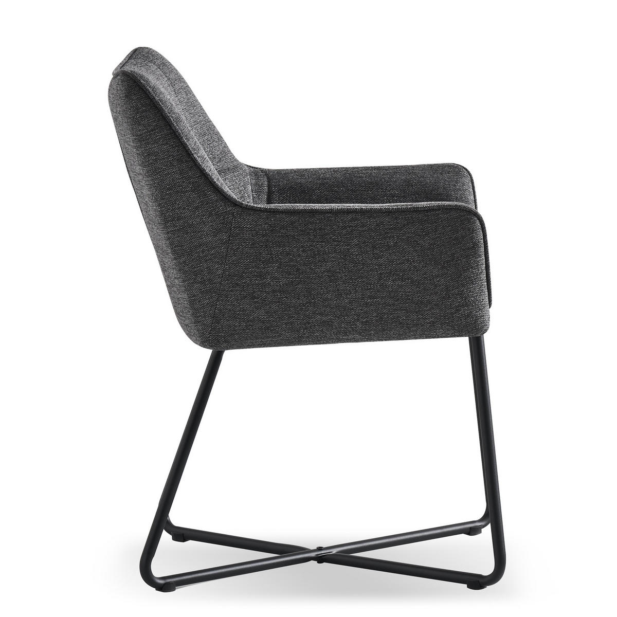 ARMLEHNSTUHL BREIGHT Anthrazit 2 Stück - Anthrazit, Textil/Metall (56/83/59cm) - B&D Home