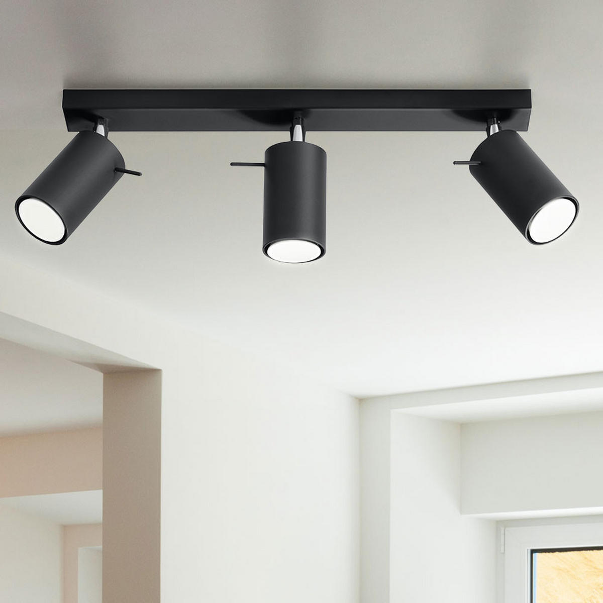 LED DECKENLEUCHTE Stahl Schwarz - Schwarz, Metall (45/8/15cm)