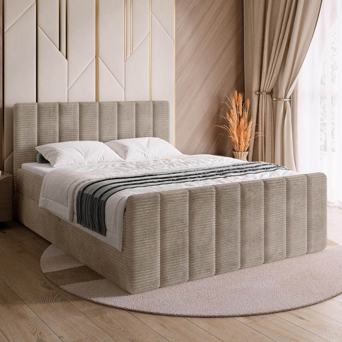 BOXSPRINGBETT Denver DUO mit Topper 160x200 Beige - Sahara, Textil (160/200cm) - Bromarkt