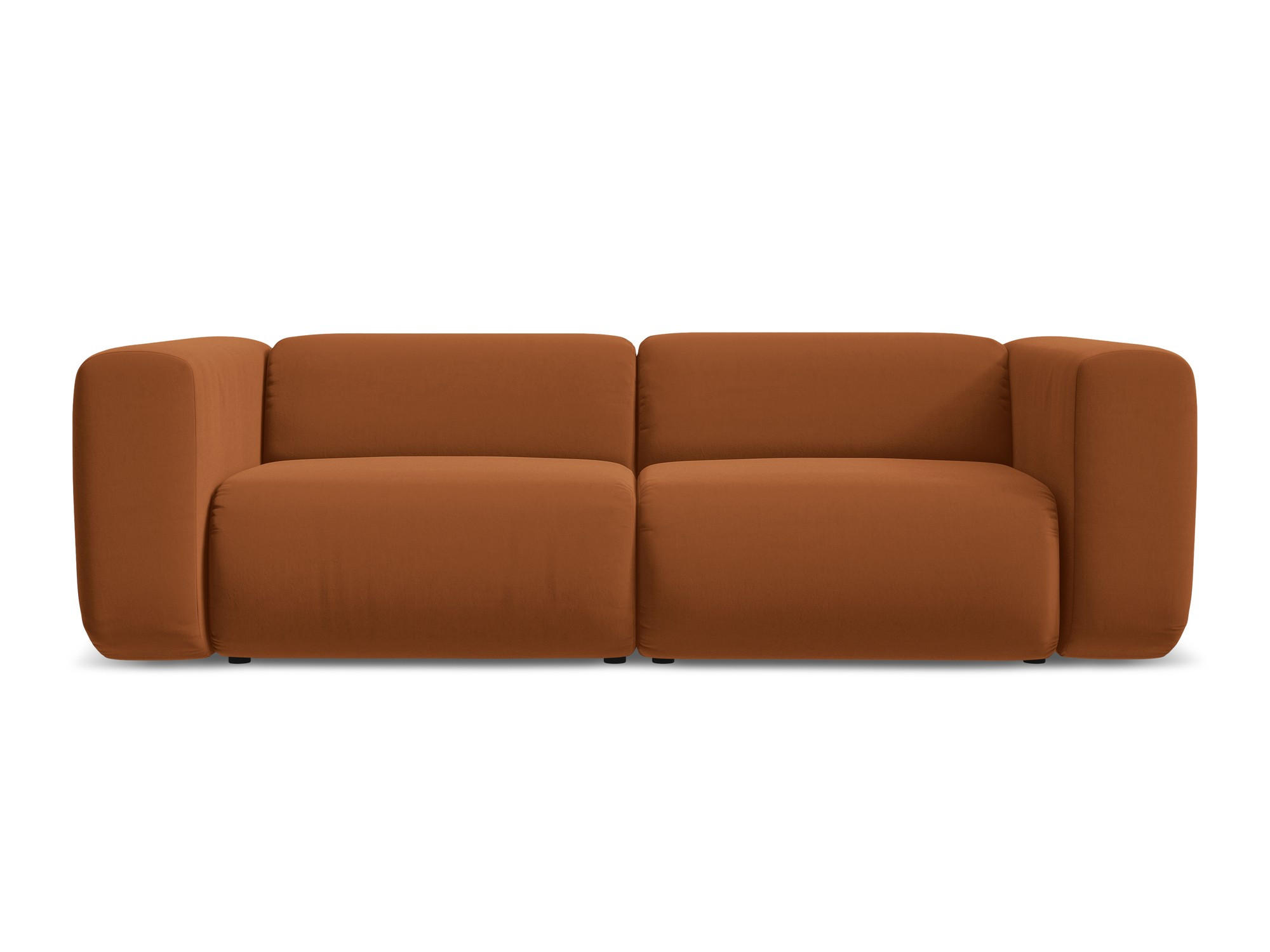 3-SITZER SOFA Samt Stoff Orange - Terra cotta/Schwarz, Kunststoff/Textil (228/70/89cm) - Makamii