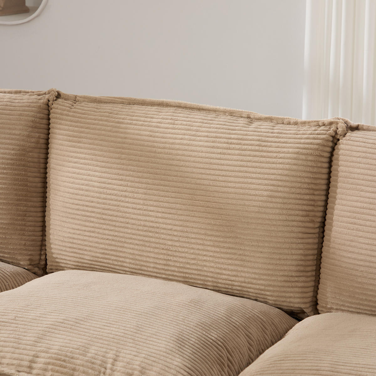 2-SITZER Sofa aus Corduroy 190x73x84 cm mit USB-C & Seitentaschen, beige - Beige, Textil (73/84/190cm)