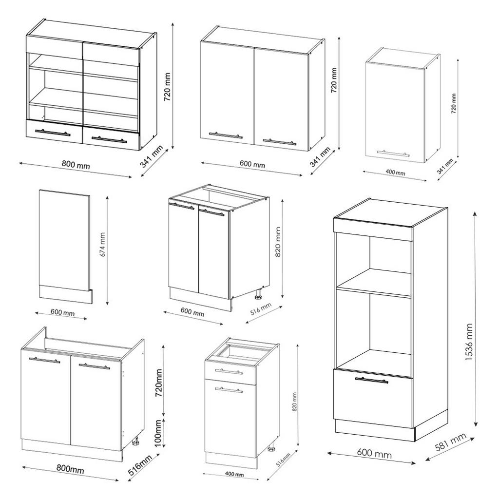 Thumbnail - Vicco Küchenzeile, Bordeaux, Honigeiche, Holzwerkstoff, Küchenblock,Rechteckig, 300x81.6x60 cm, Küchen, Küchenzeilen & K...