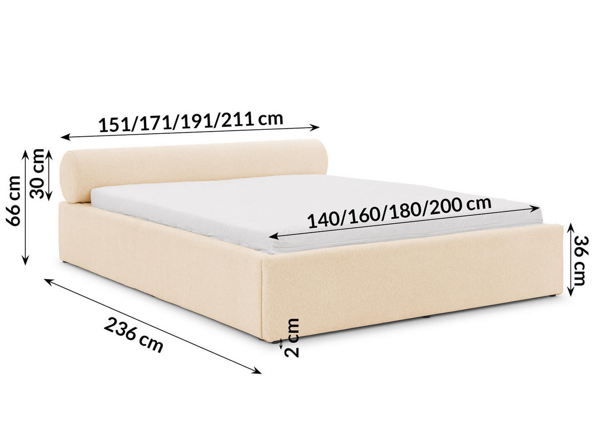 POLSTERBETT 160/200 cm Josy im Designer-Look mit Bettkasten und Lattenrost aus Hellbeige Chenille-Stoff - Beige/Schwarz, Holz/Kunststoff (160/200cm) - S-Style Möbel