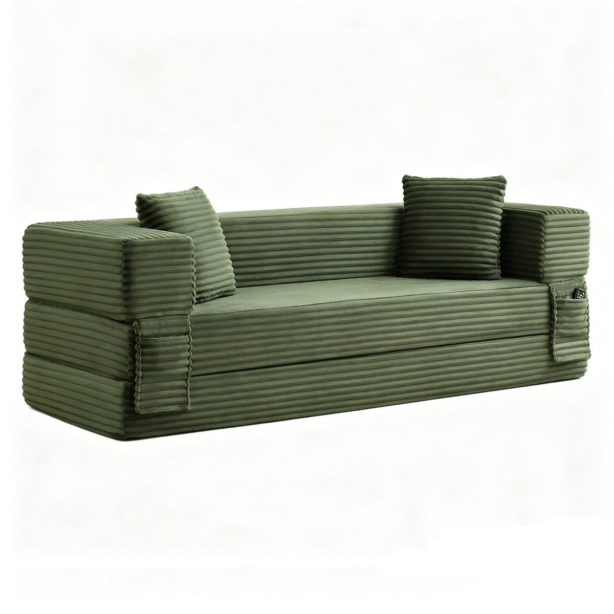 SCHLAFSOFA 2-in-1 Cord Schlafcouch, wandelbar, Grün - Grün, Textil (200/60/76cm) - Kaket