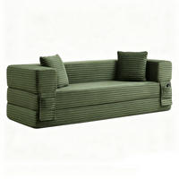 SCHLAFSOFA 2-in-1 Cord Schlafcouch, wandelbar, Grün - Grün, Textil (200/60/76cm) - Kaket