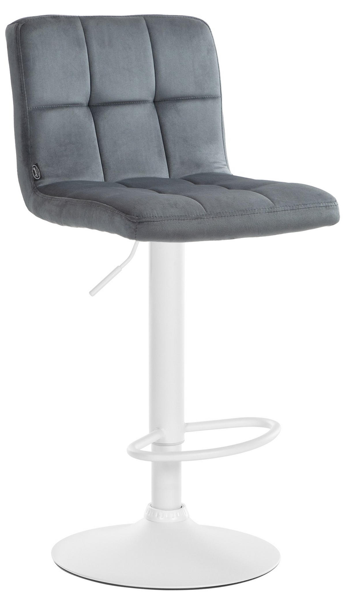 BARHOCKER Samt dunkelgrau - Dunkelgrau/Weiß, Textil/Metall (46/94/47cm) - CLP