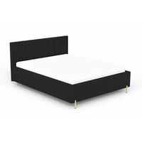 POLSTERBETT GABRIELLE 200/200 in Velours Schwarz - Schwarz, Holz/Holzwerkstoff (200/200cm) - Deine Möbel 24