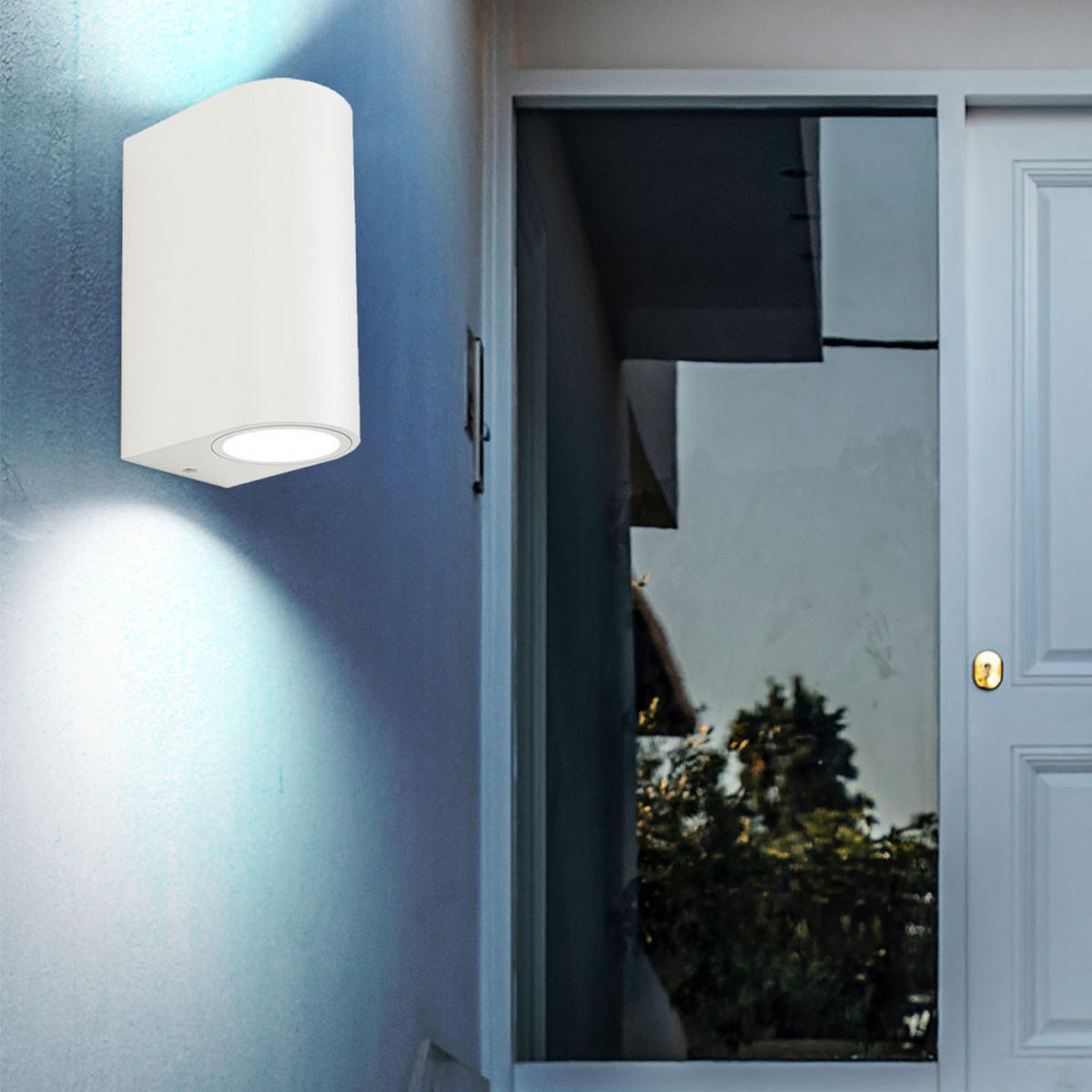 LED AUSSEN-WANDLEUCHTE Weiß Up & Down - Weiß, Metall (6.8/15/9cm)
