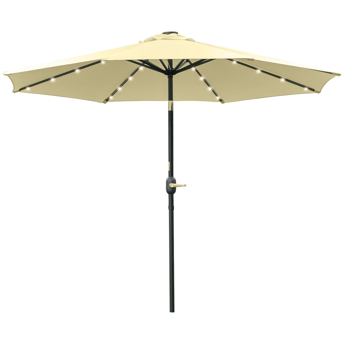 SONNENSCHIRN DE-11580 rund mit LED Neigbar Beige - Beige, Metall (265/265cm) - ComfortXL
