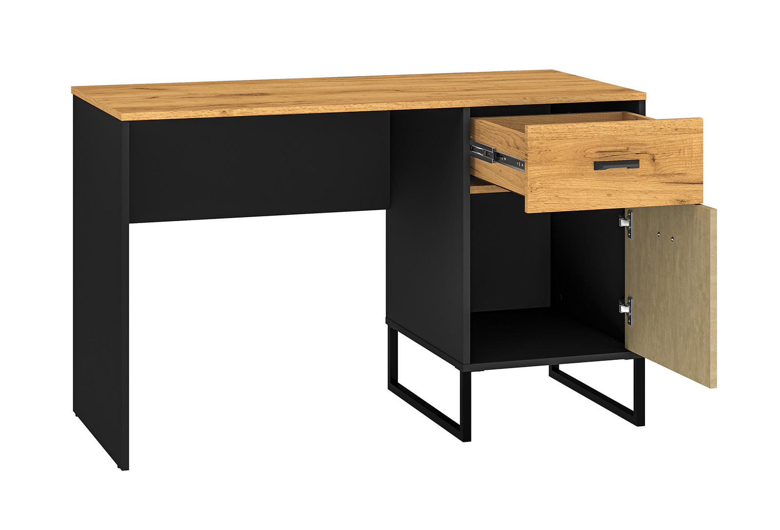 SCHREIBTISCH Colt schwarz / Craft Gold Eiche / Premium Steel 120 / 55 / 75cm - Braun/Grau, Holz/Holzwerkstoff (55/120/75cm) - Feldmann-Wohnen