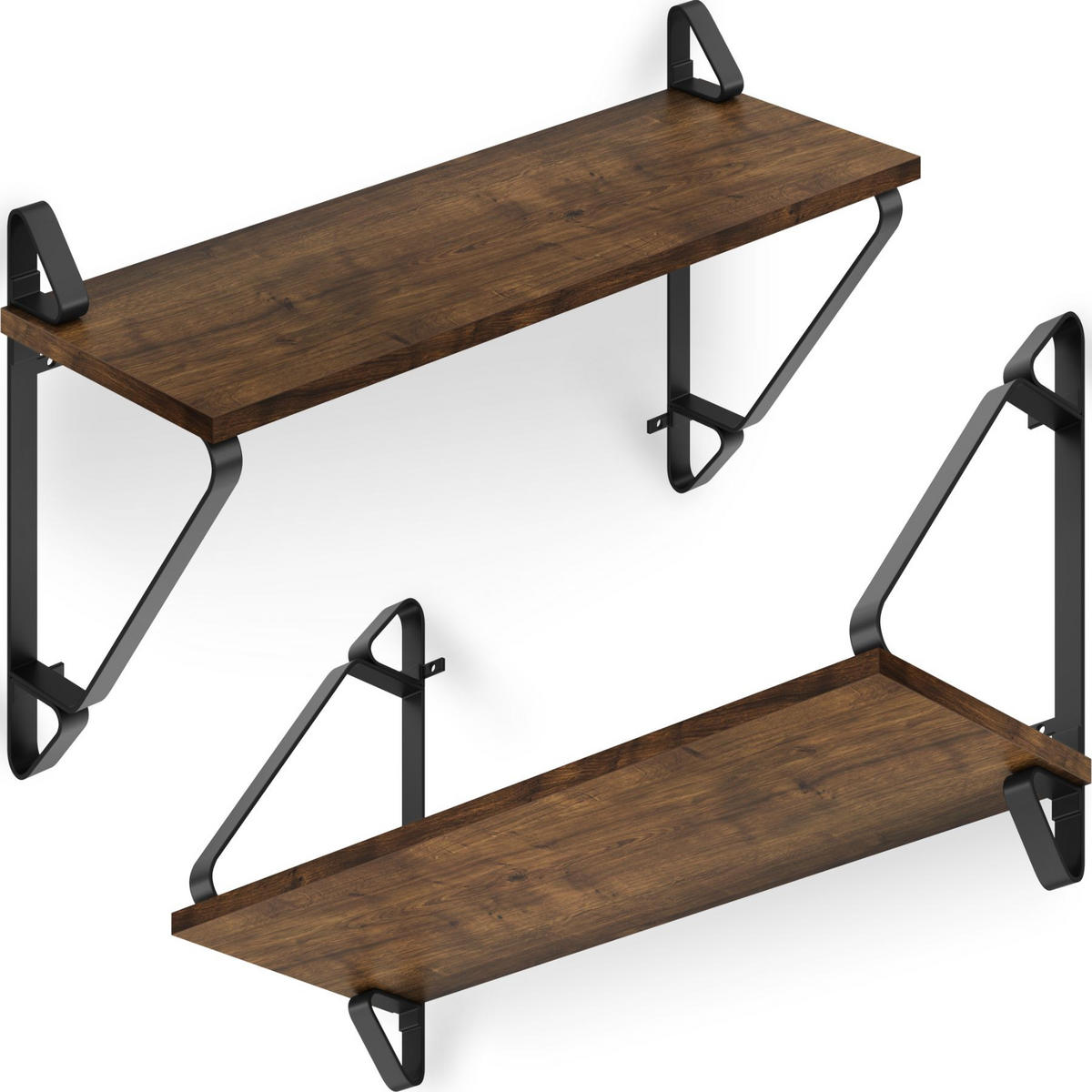 WANDREGAL 2er Set Irvine,60 x 20 x 33,5 cm,Industrial Holz dunkel, rustikal - Rostfarben, Holzwerkstoff (20/33.5/60cm) - tectake