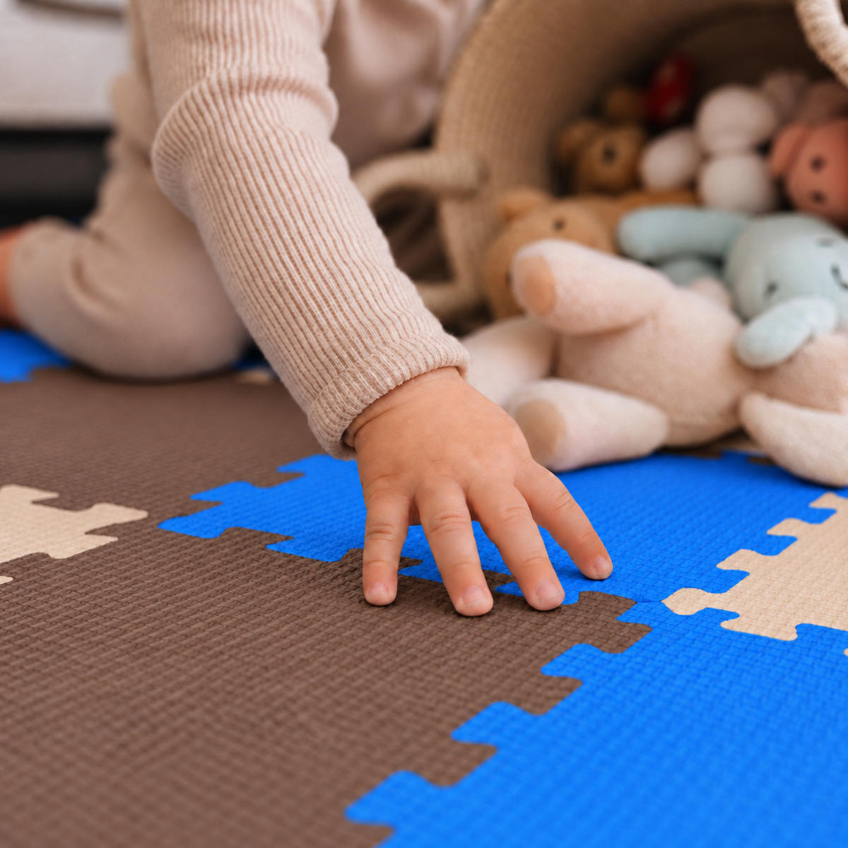 SPIELMATTE ab Null - 270/90 cm Puzzlematte Beige - Multicolor, Kunststoff (30/30cm) - Littletom