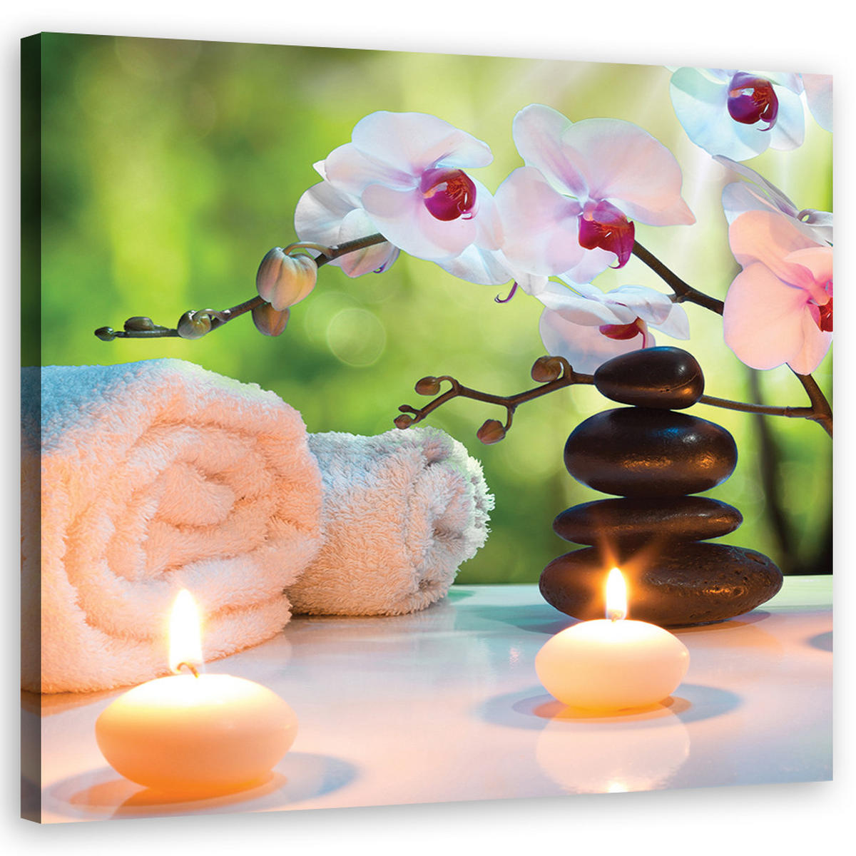 WANDBILD blumen rosa - Pink, Textil (50/50cm) - Feeby