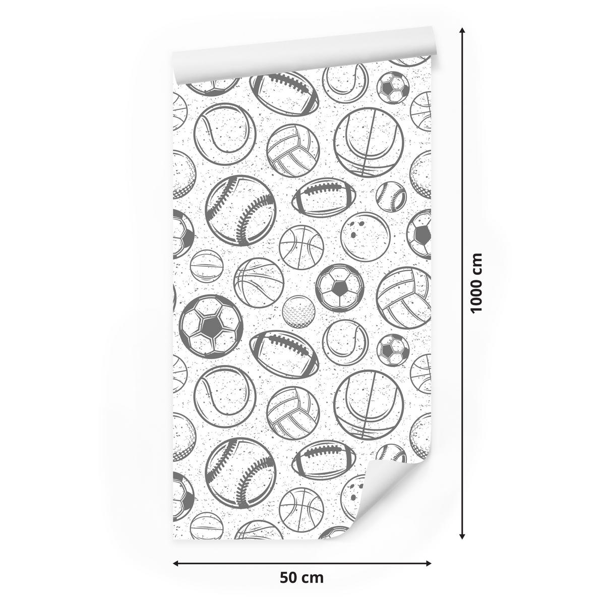 VLIESTAPETE Sportbälle – Schwarz, Weiß – 50x1000 cm - Schwarz/Weiß, Papier (50/1000cm) - Muralo