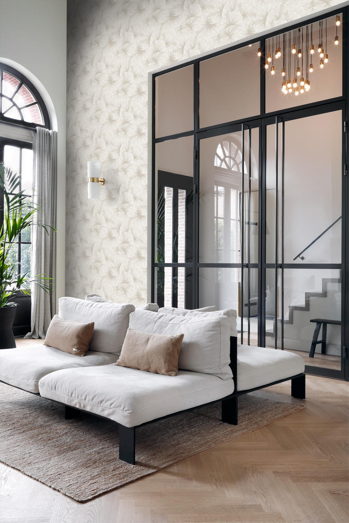 TAPETE 3D Muster Blätter 53 cm x 10.05 m - Grau, Papier (53/1000cm) - Origin Wallcoverings