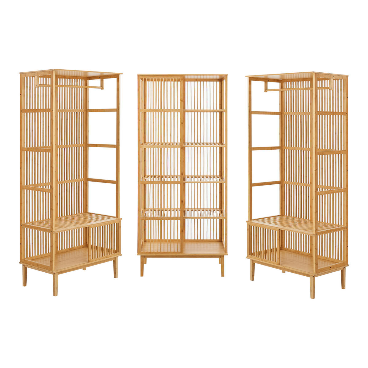 GARDEROBENSCHRANK - Naturfarben, Holz (240/185/45cm) - [en.casa]