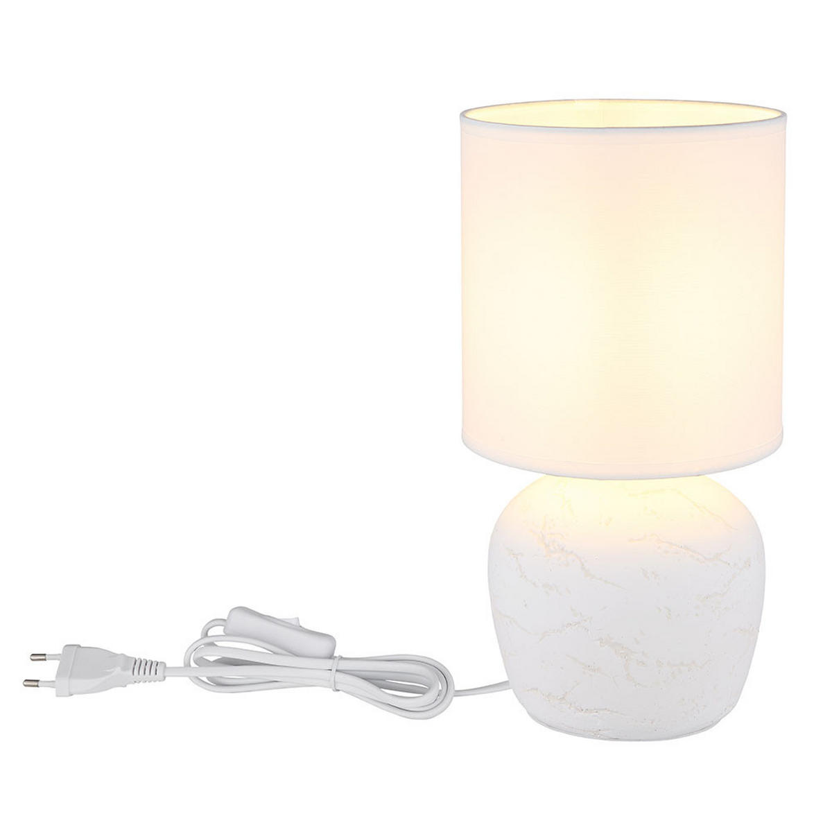 TISCHLEUCHTE Keramik Weiß - Weiß, Textil (16/16/31.5cm) - Globo Lighting