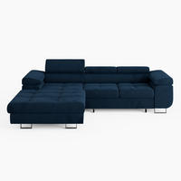 ECKSOFA VEMO CORE Links Dunkelblau Velours-Stoff mit Schlaffunktion und Bettkasten - Dunkelblau, Holz/Metall (280/205cm) - Barchello